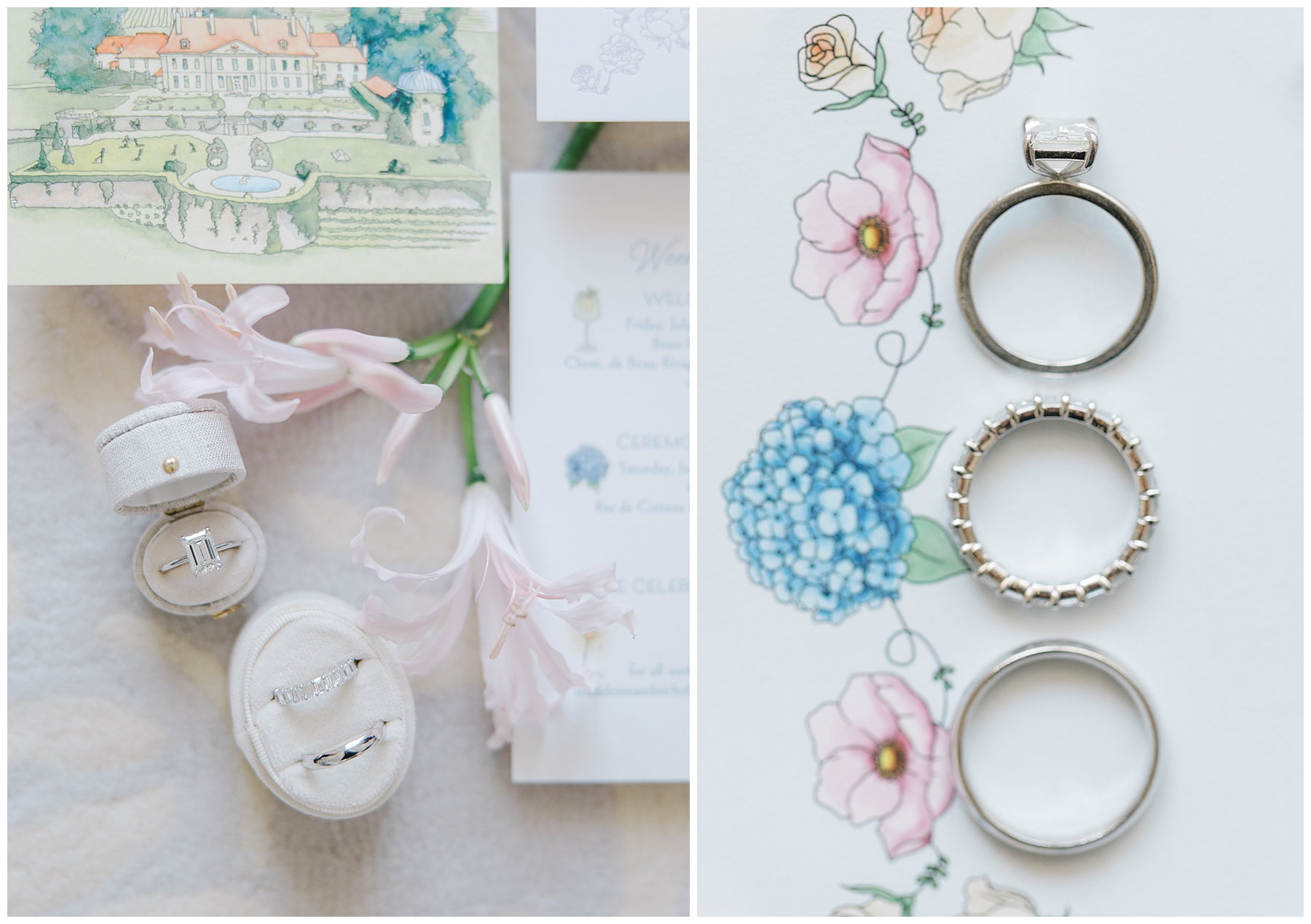 wedding rings on invitations