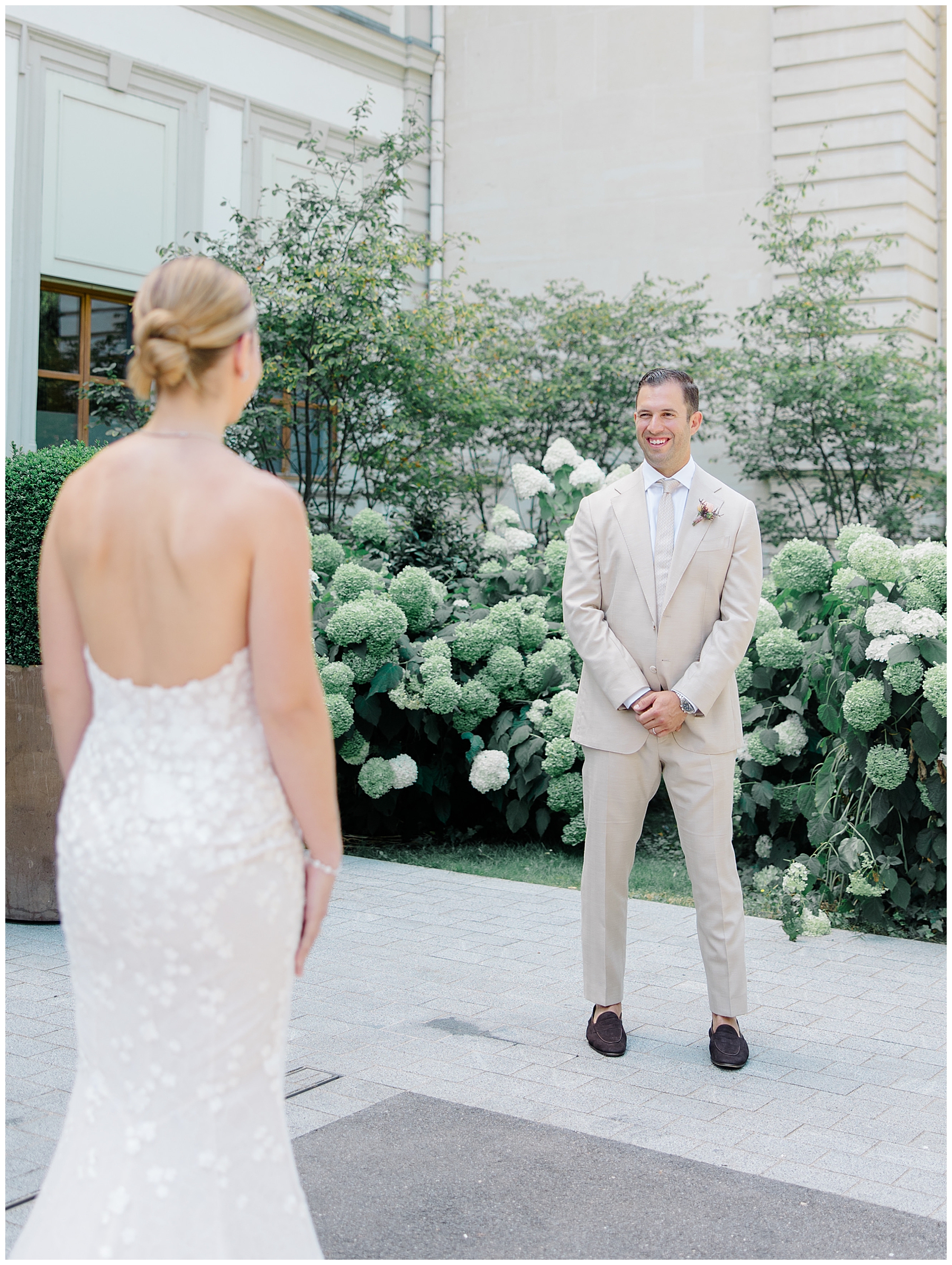 first look moments between bride and groom