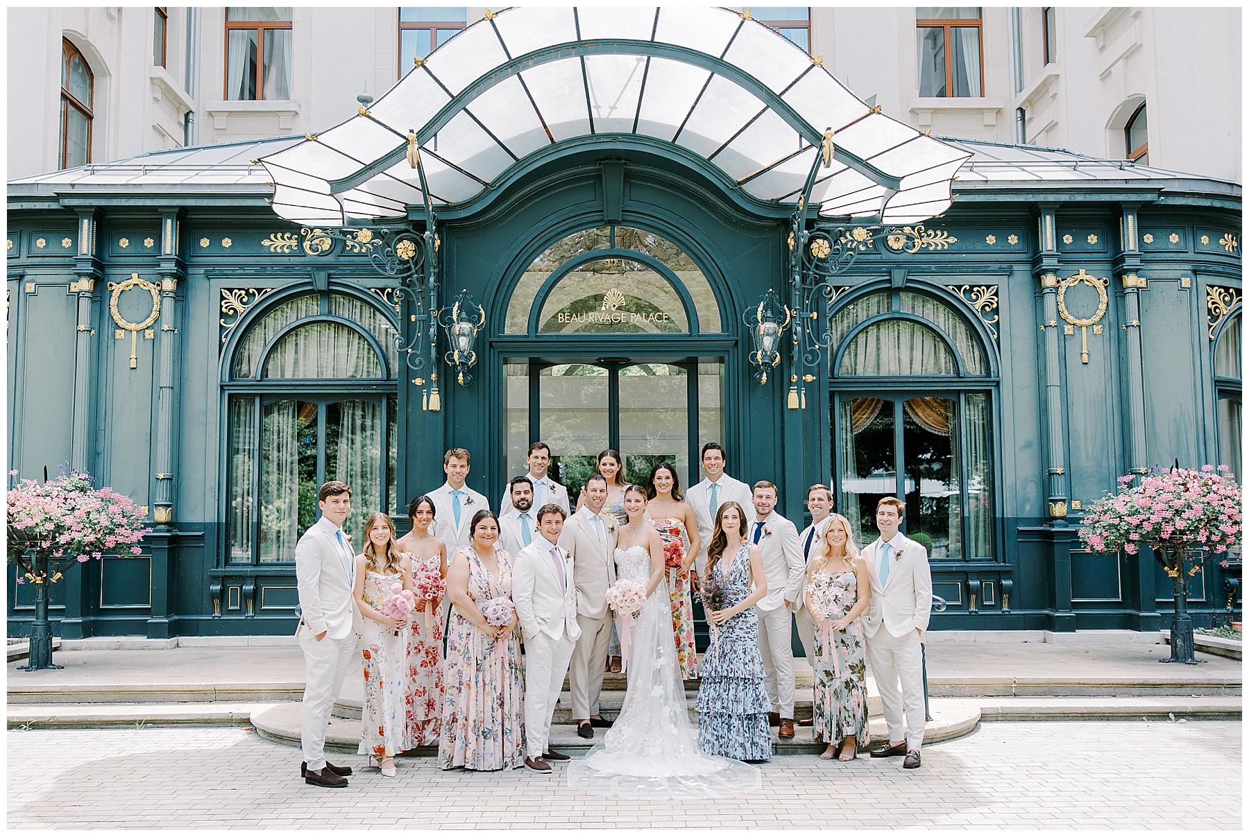 wedding party portraits from Luxury Garden Wedding at Porte de Iris in Switzerland