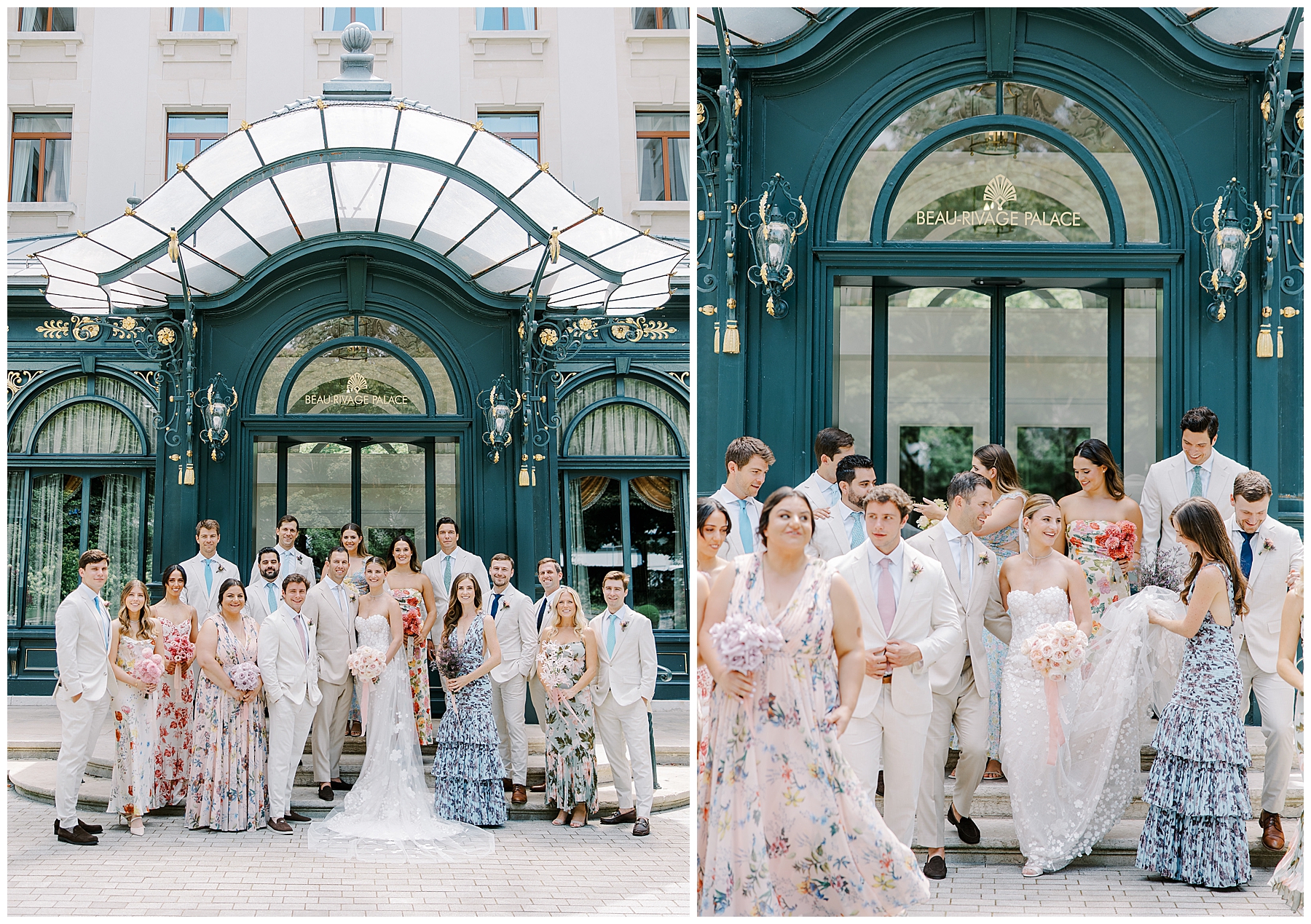 wedding party photos from Luxury Garden Wedding at Porte de Iris in Switzerland