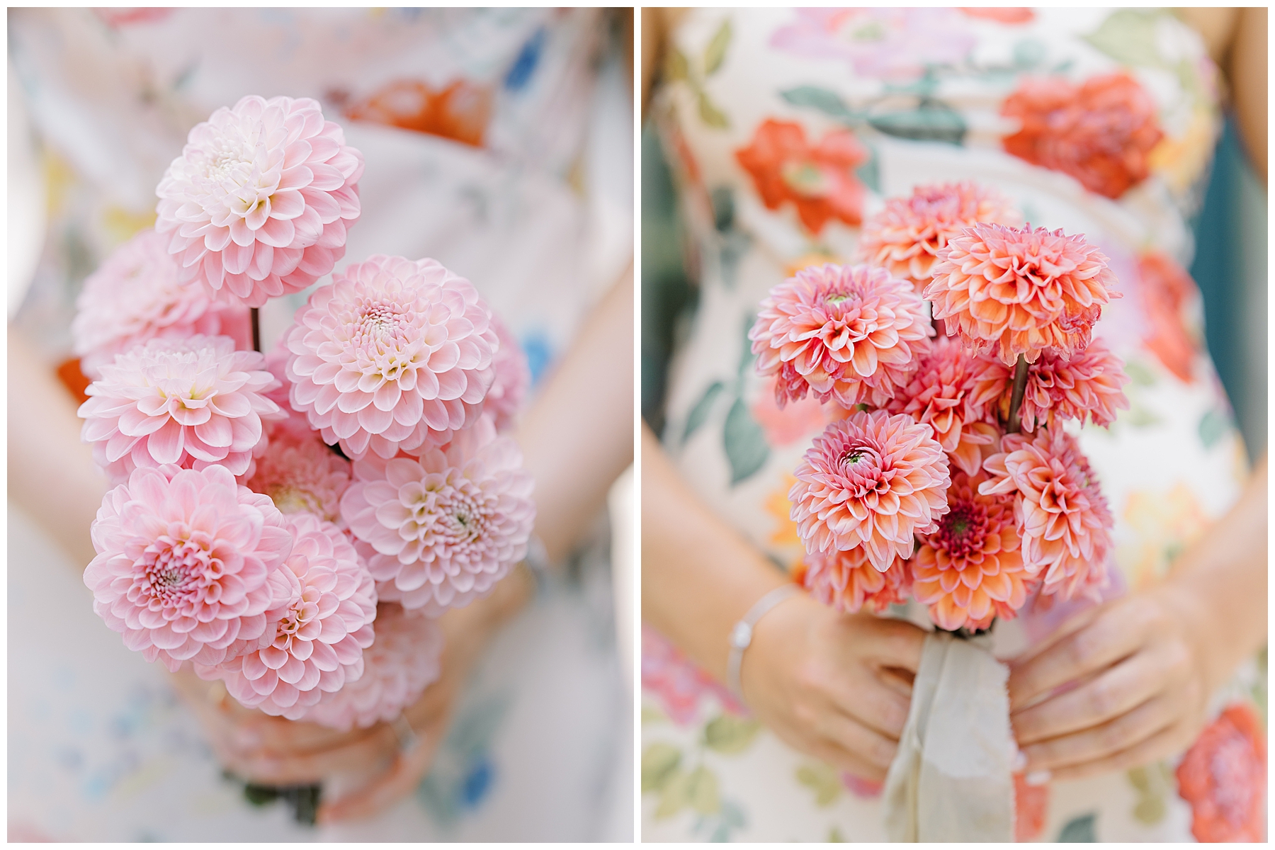 bridesmaids pink wedding bouquets