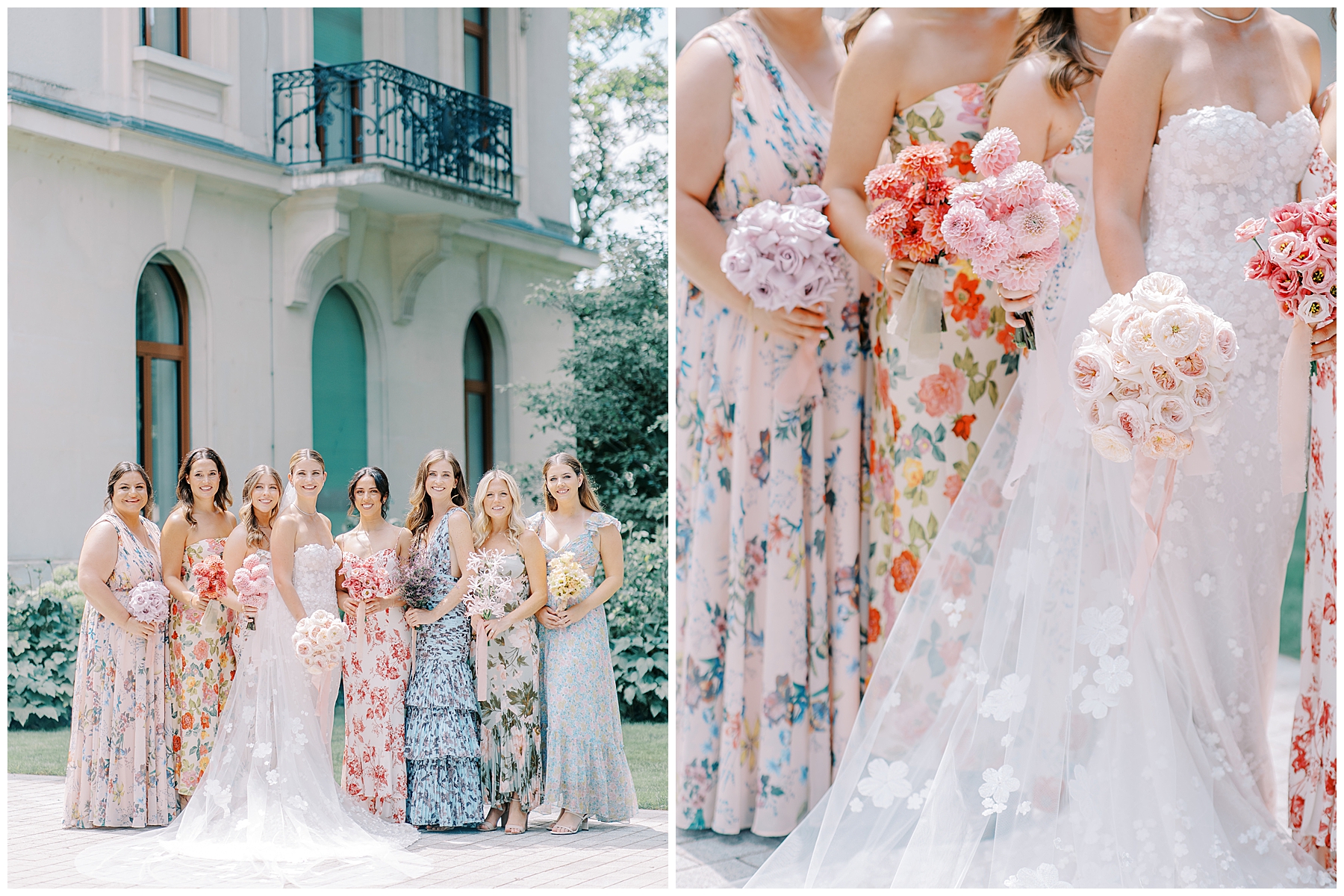 bride and bridesmaids from Luxury Garden Wedding at Porte de Iris in Switzerland