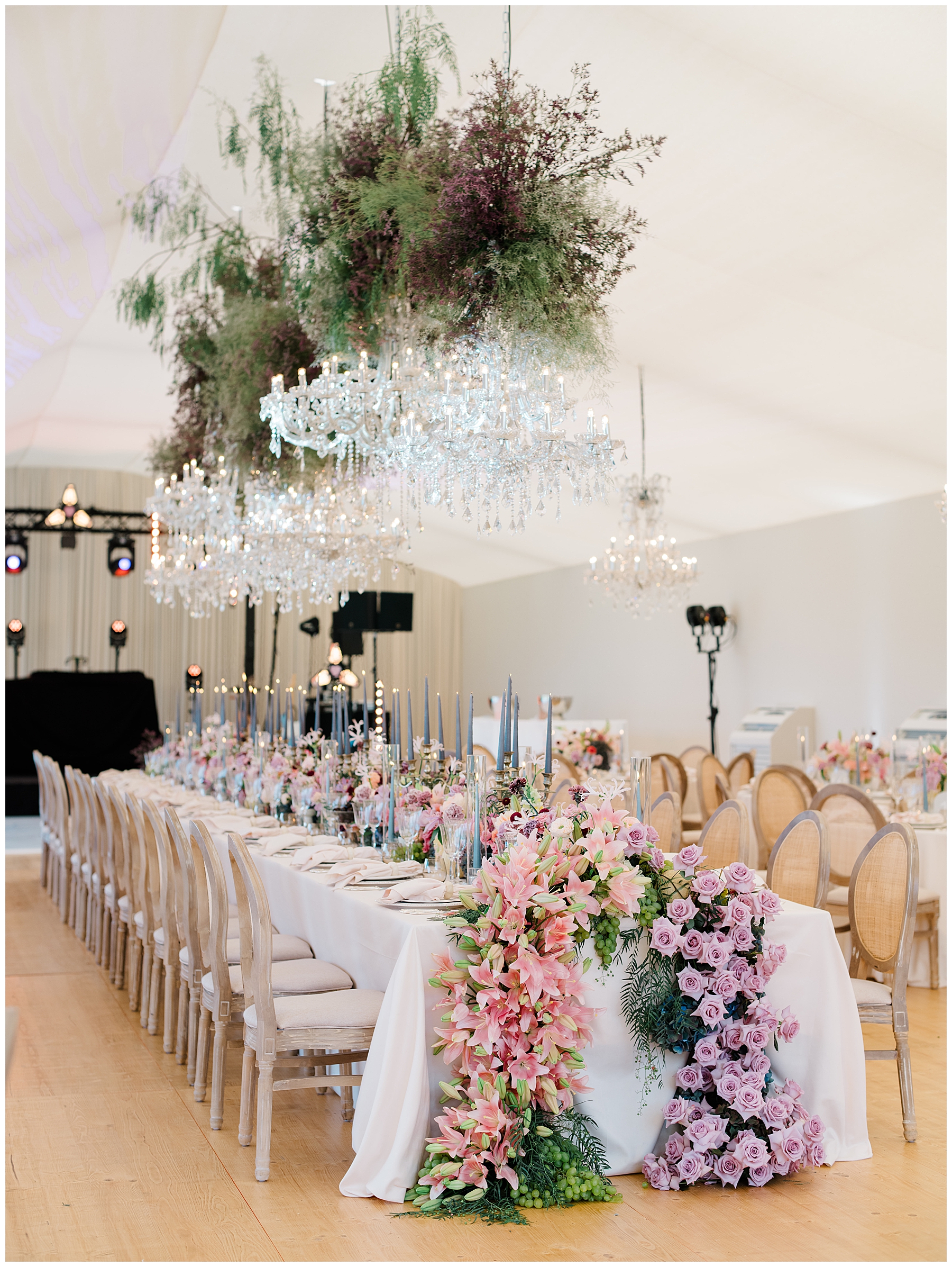 floral lined table from Luxury Garden Wedding at Porte de Iris in Switzerland
