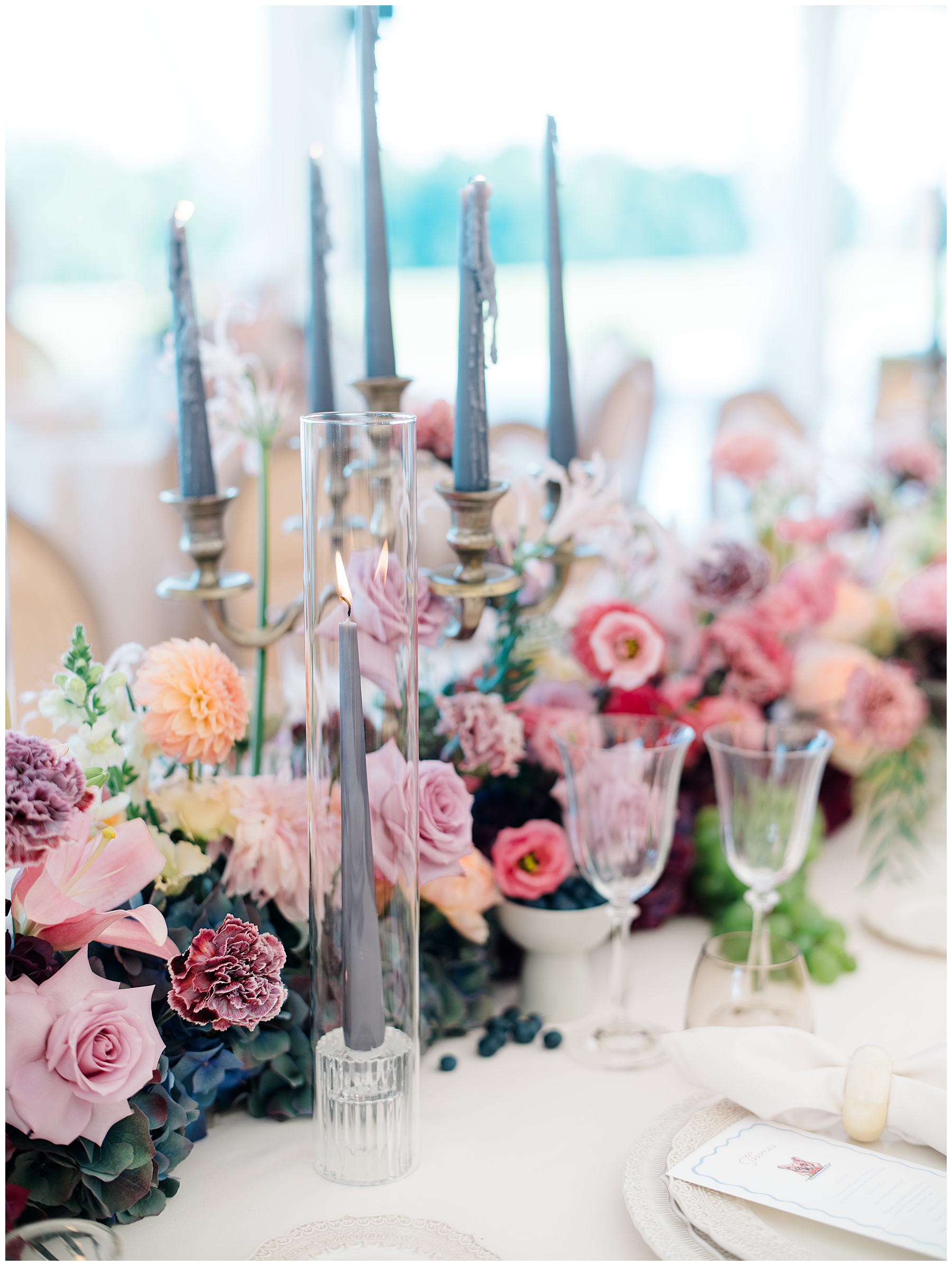 summer florals at wedding reception