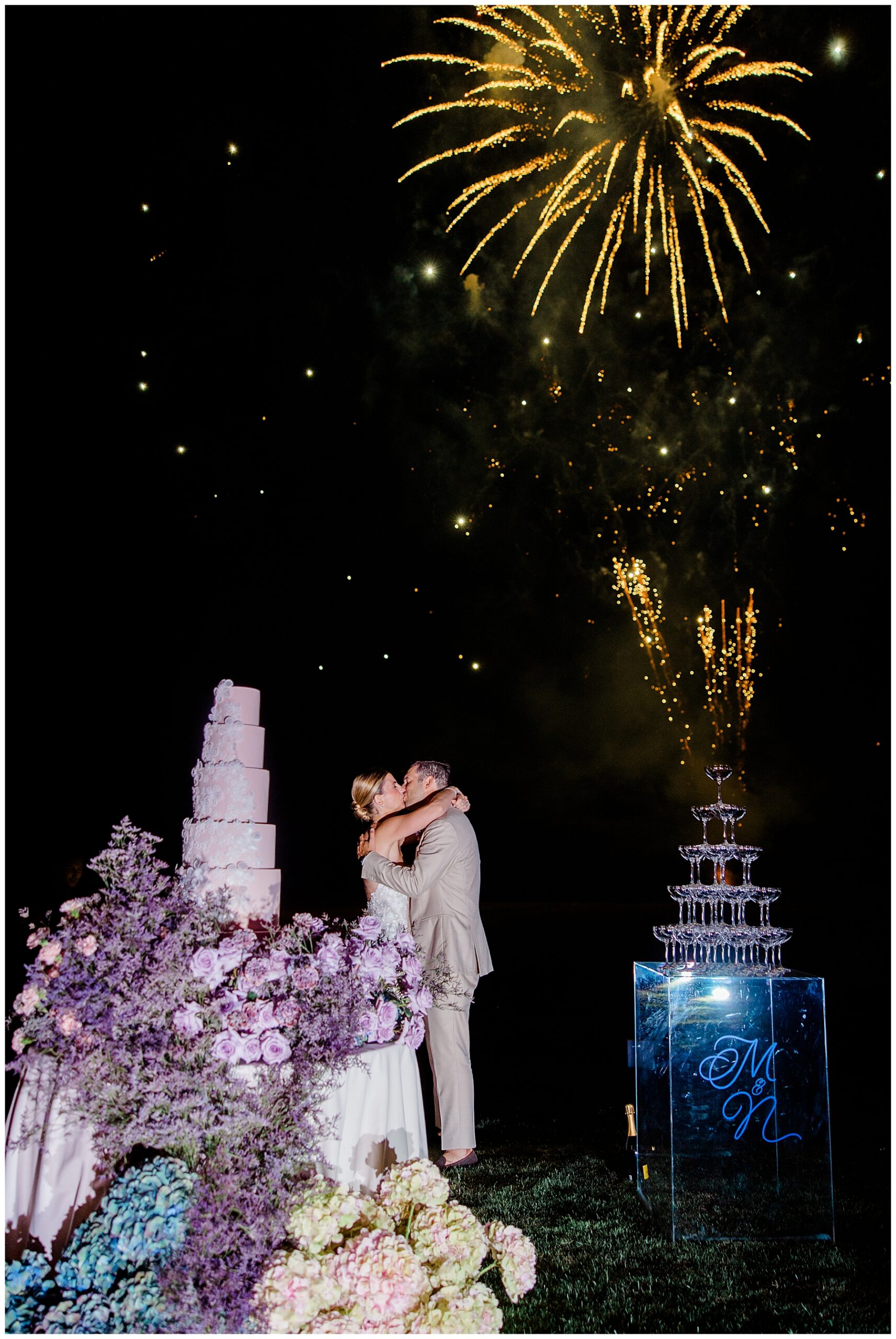 Luxury Garden Wedding at Porte de Iris in Switzerland with firework show at end of night