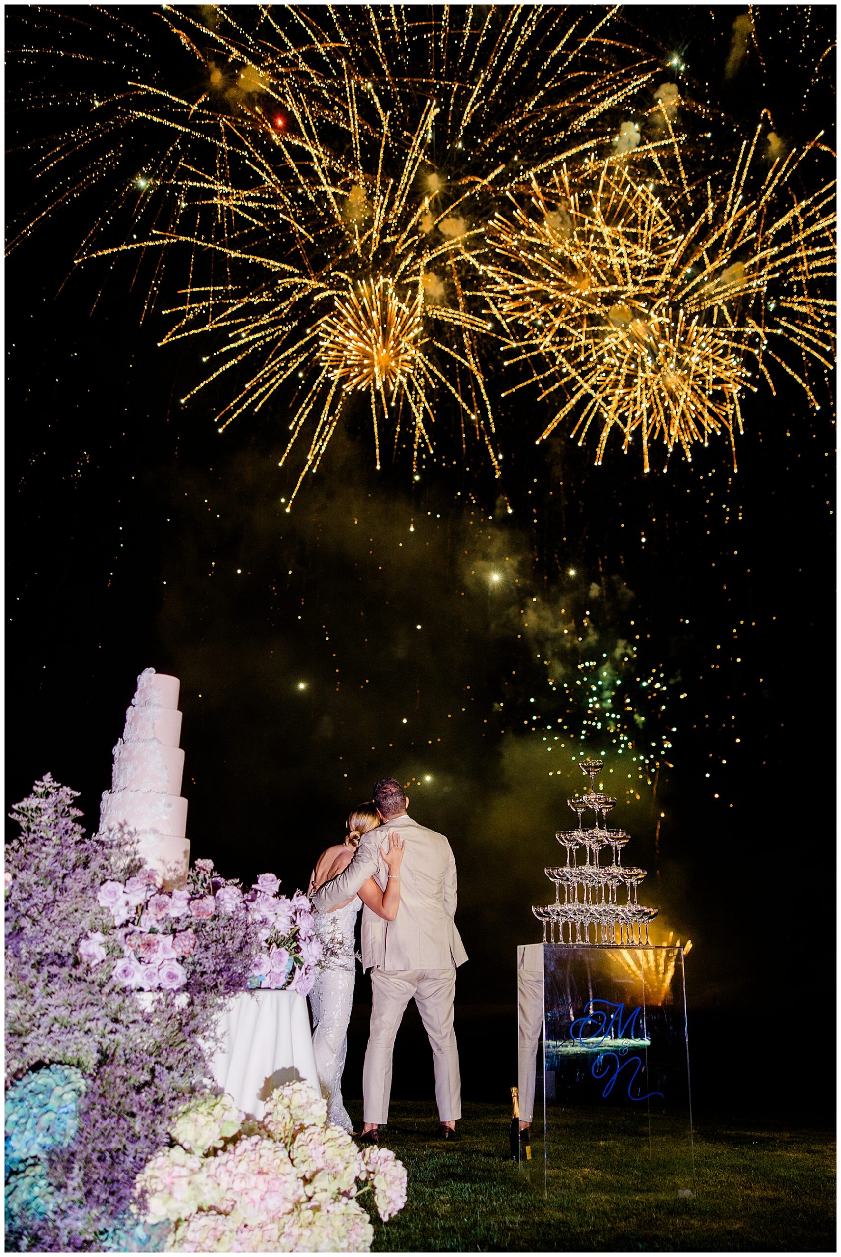 firework display and cake cutting