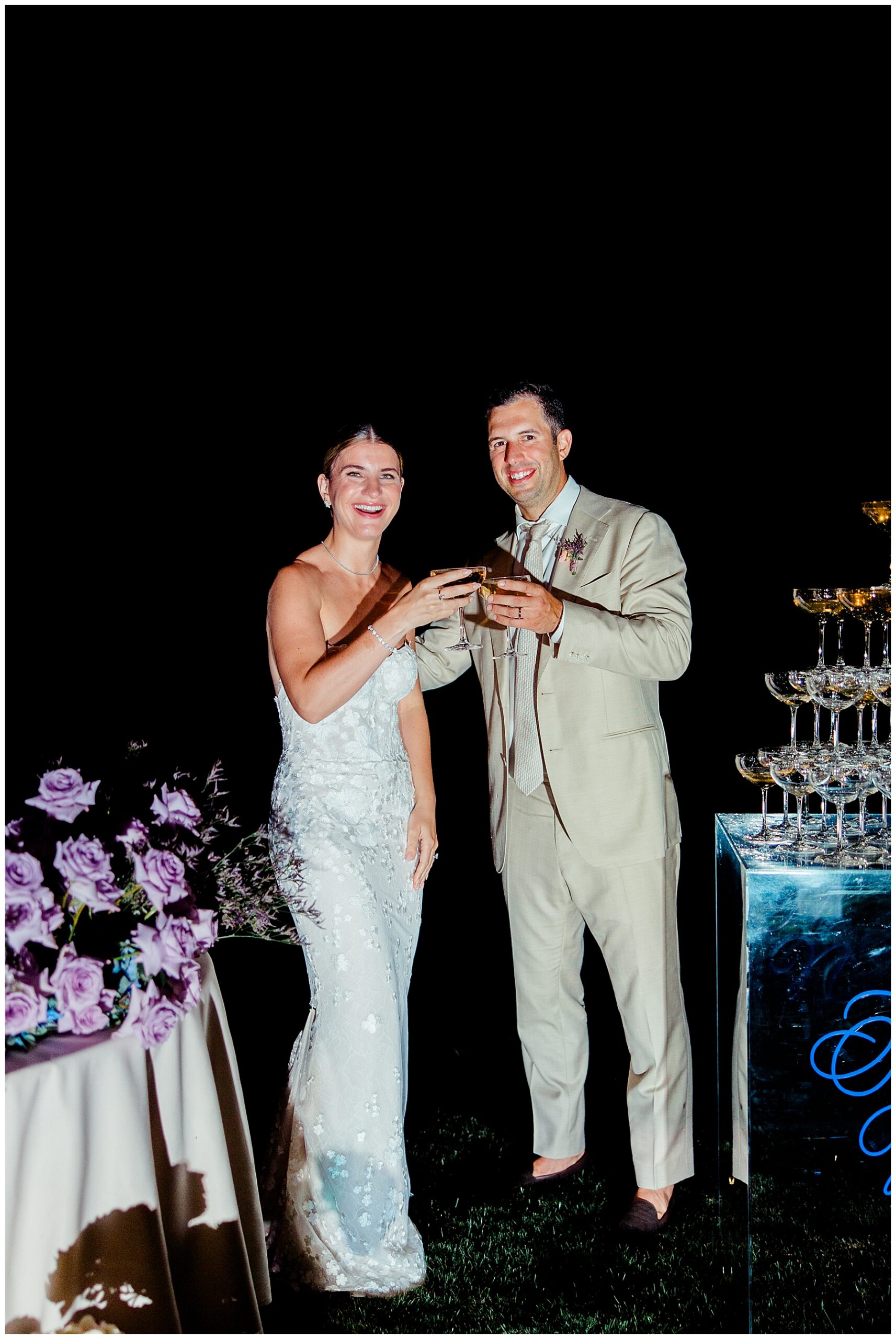 bride and groom toast Champagne