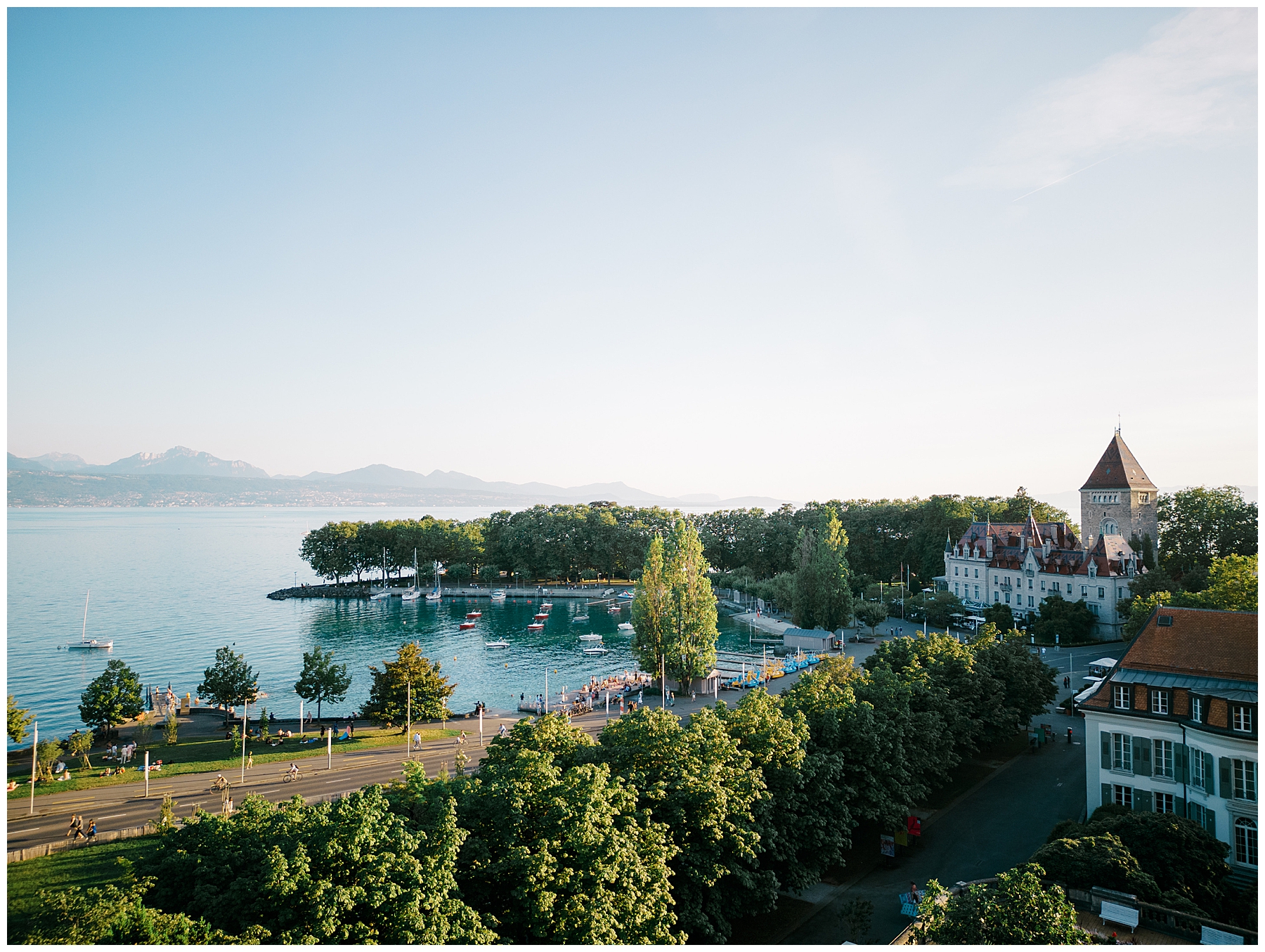drone footage of Lausanne, Switzerland