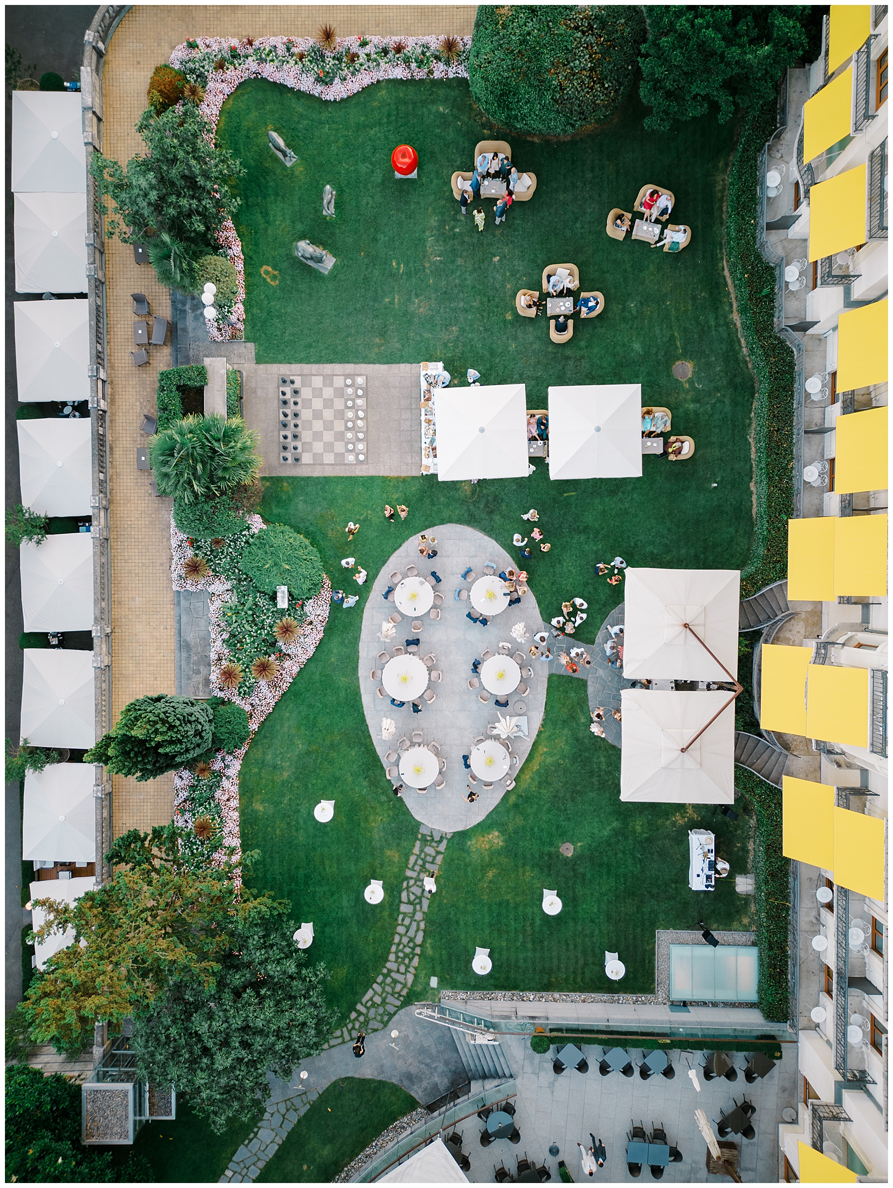 summer rehearsal dinner in Switzerland at Beau-Rivage Palace