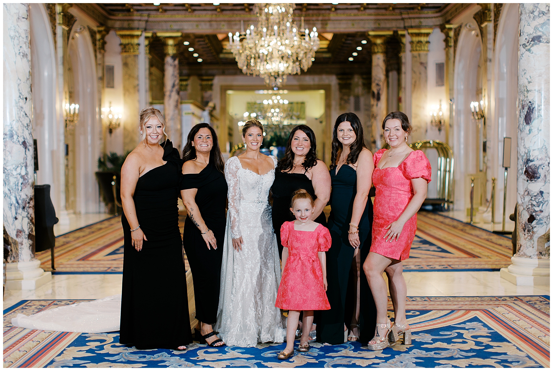 bride with guests in formal attire
