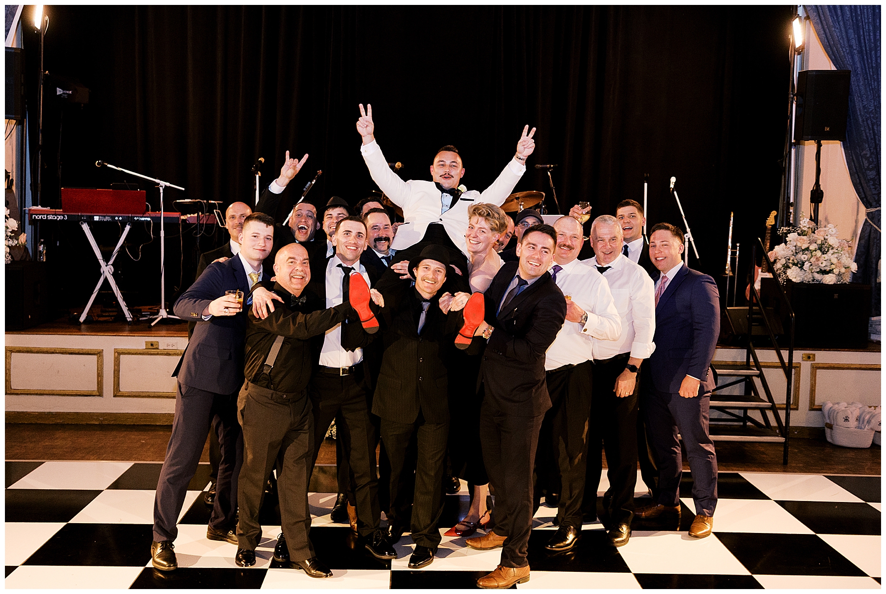 group photo of guys with groom