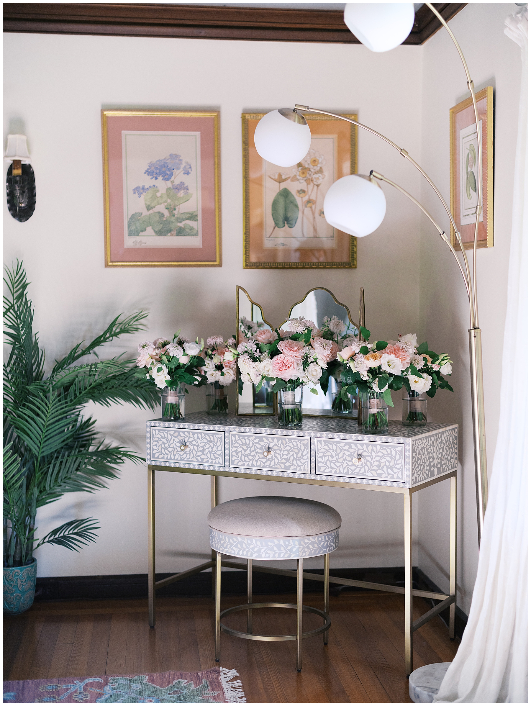 wedding bouquets on desk