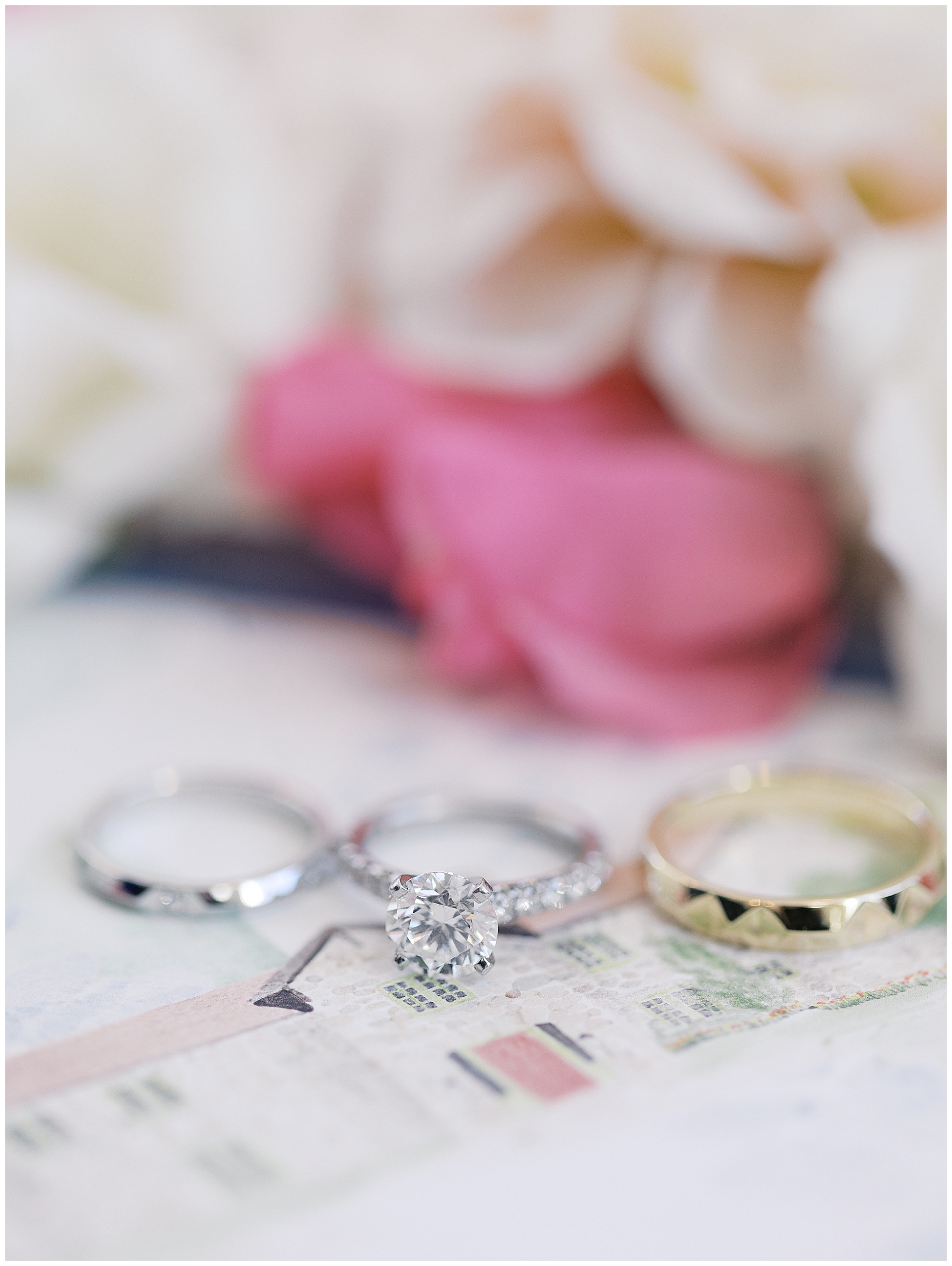 wedding rings on invitation