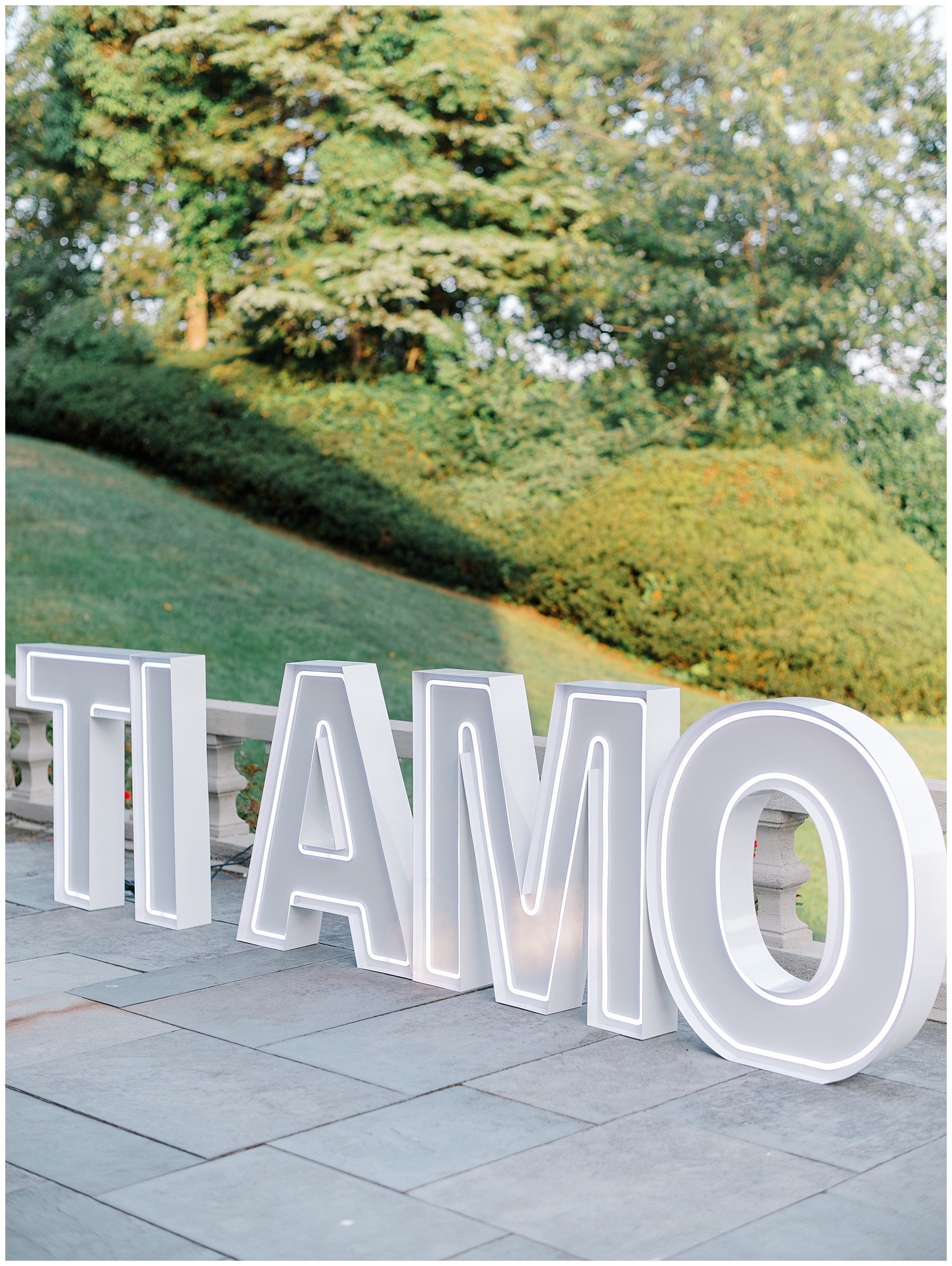 Ti Amo light up sign from summer Italian-inspired wedding